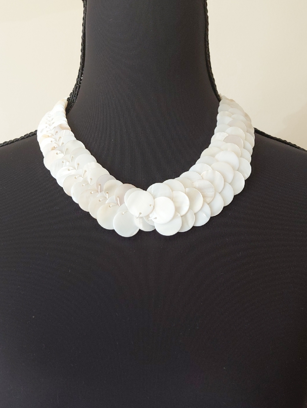 White Disc Statement Necklace - Elegant Layered choker